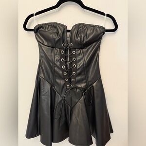 Fashion Nova Black Strapless Lace-Up Dress